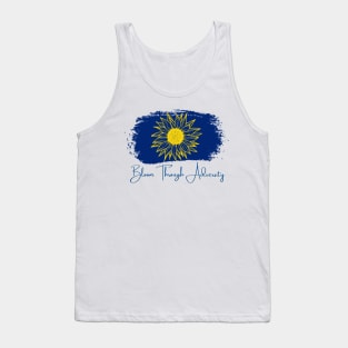 Bloom Through Adversity - Yellow Sunflower/Blue Paint Streak Tank Top